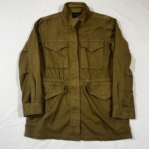 Lucky Brand Jacket Womens M Olive Zip Snap Up Field Chore Military Coat Gorpcore